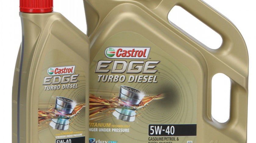 Set Ulei Motor Castrol Edge Turbo Diesel Titanium 5W-40 4L + Ulei Motor Castrol Edge Turbo Diesel Titanium 5W-40 1L