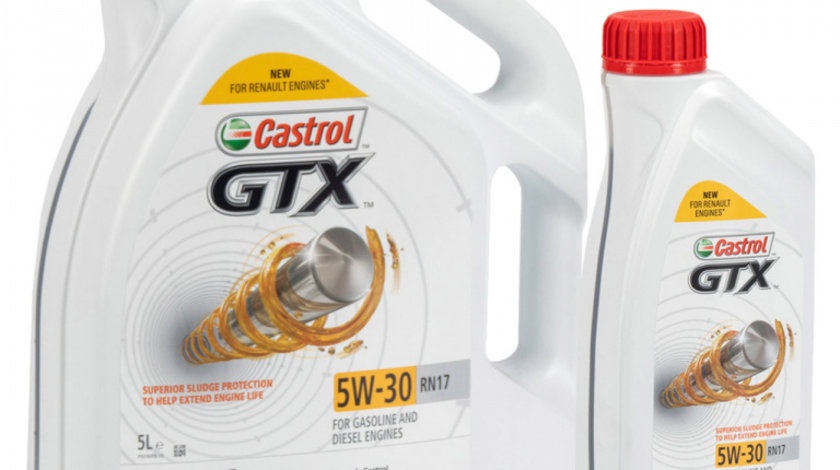 Set Ulei Motor Castrol GTX 5W-30 RN17 ACEA C3 Renault 5L 15CC30 + Ulei Motor Castrol GTX 5W-30 RN17 1L 15CC2F