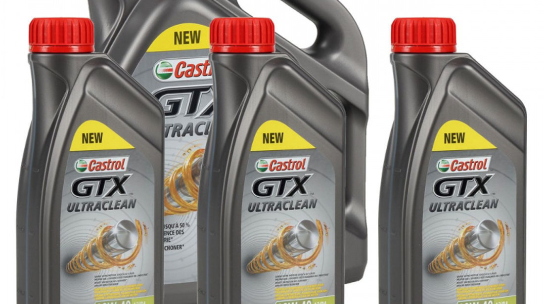 Set Ulei Motor Castrol GTX Ultraclean 10W-40 5L 15A4D4 + 3 Buc Ulei Motor Castrol GTX Ultraclean 10W-40 1L 15A4CF