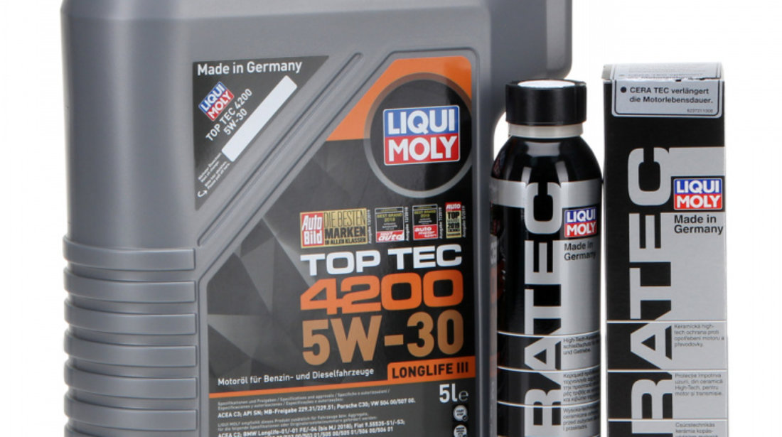 Set Ulei Motor Liqui Moly Top Tec 4200 Longlife III 5W-30 5L 8973 + Liqui Moly Aditiv Ulei Motor Ceratec 300ML 7181