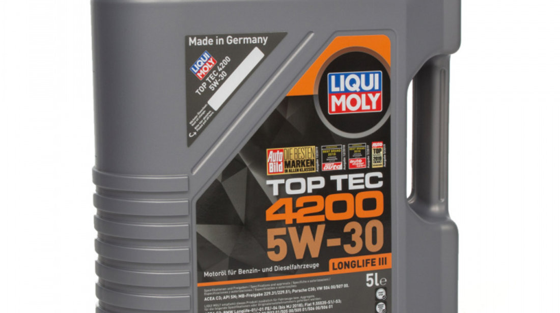 Set Ulei Motor Liqui Moly Top Tec 4200 Longlife III 5W-30 5L 8973 + 2 Buc Ulei Motor Liqui Moly Top Tec 4200 Longlife III 5W-30 1L 8972