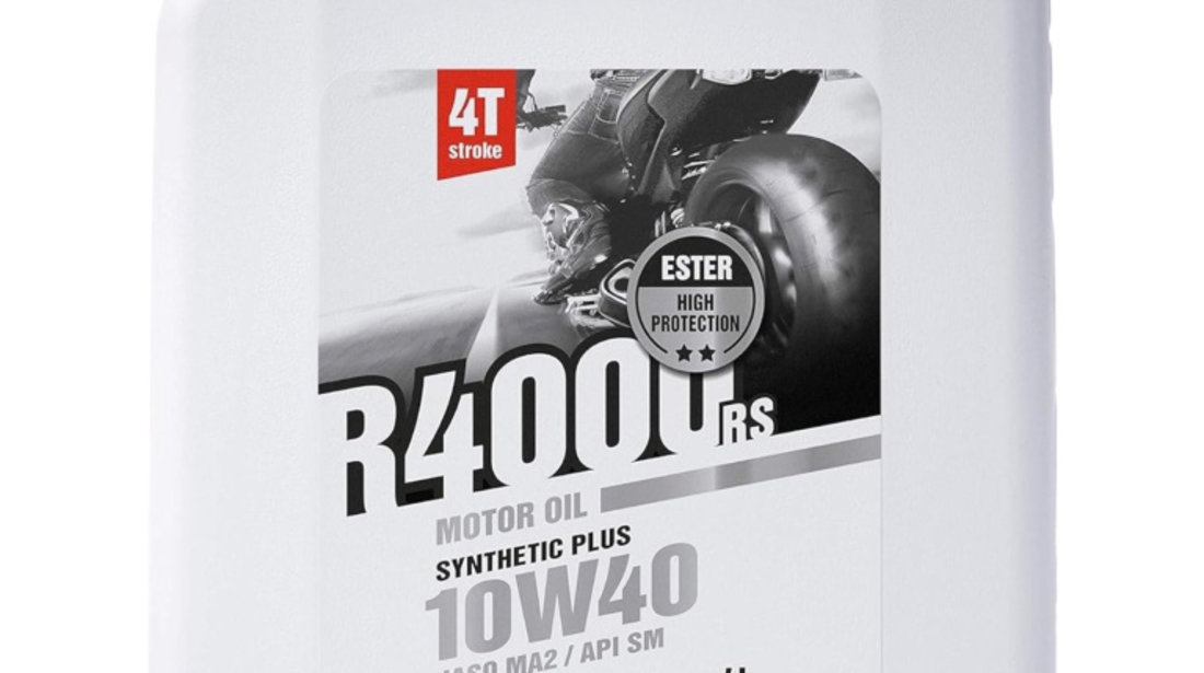 Set Ulei Motor Moto Ipone R4000 RS 4T 10W-40 Semi-Syntetic 4L 800030 + Filtru Ulei Moto Hiflofiltro Yamaha YZF-R3 MT-03 FZ6 FZ6R Fazer HF204