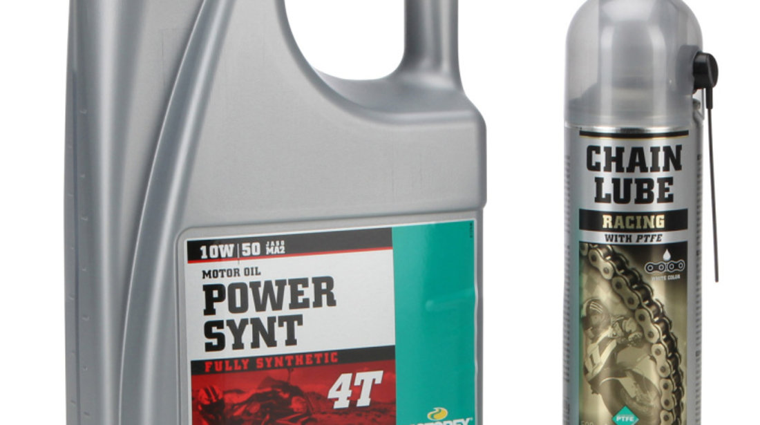 Set Ulei Motor Motorex Power Synt 4T 10W-50 4L MO 014621 + Spray Lubrifiant Lant Motorex Chain Lube Racing 500ML MO 163558