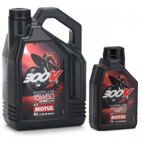 Set Ulei Motor Motul 300V Factory Line 4T 15W-50 4L 104129 + Ulei motor Motul 300V Factory Line 4T 1...