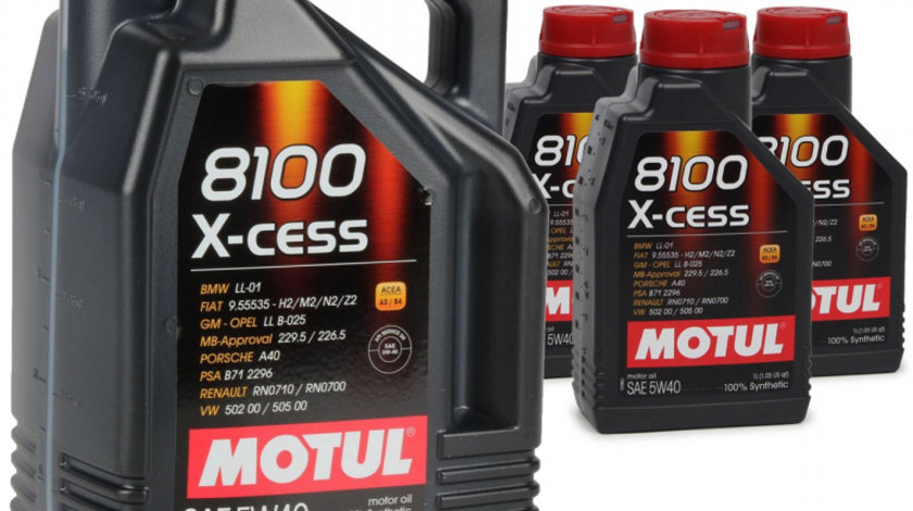 Set Ulei Motor Motul 8100 X-Cess 5W-40 5L 102870 + 3 Buc Ulei Motor Motul 8100 X-Cess 5W-40 1L 102784