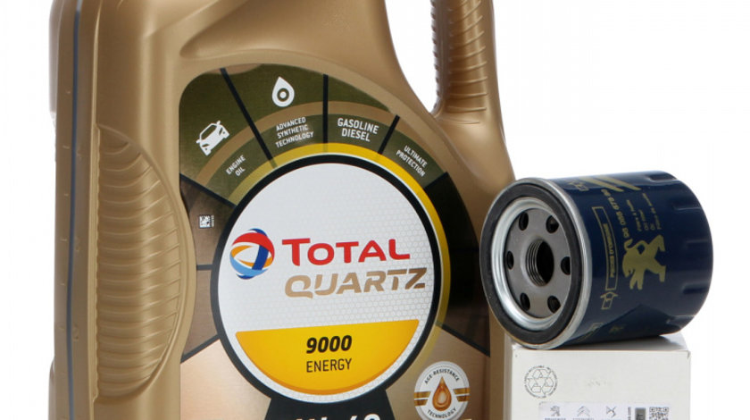 Set Ulei Motor Total Quartz 9000 Energy 5W-40 5L + Filtru Ulei Oe Citroen 9808867880