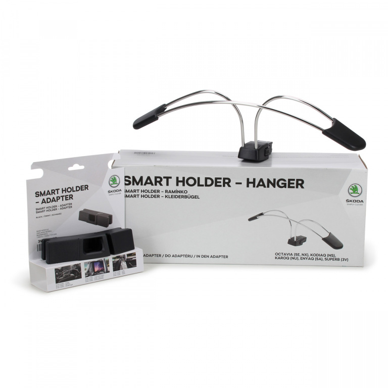 Set Umeras Spatar Scaun Auto + Adaptor Suport Tetiera Oe Skoda Smart Holder Hanger 3V0061127 + 3V0061128