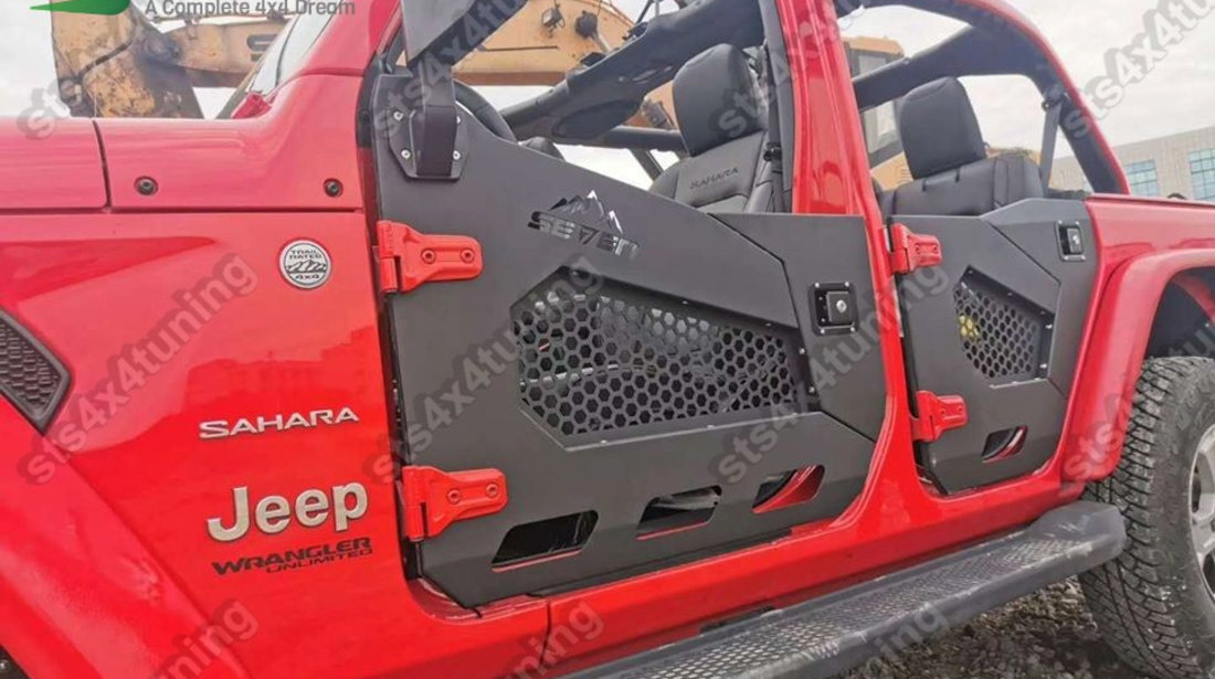 SET USI FATA SI SPATE TUBULARE[HALF DOOR] CU OGLINZI JEEP WRANGLER JL 2018-2020 [4-BUC] [V1]]