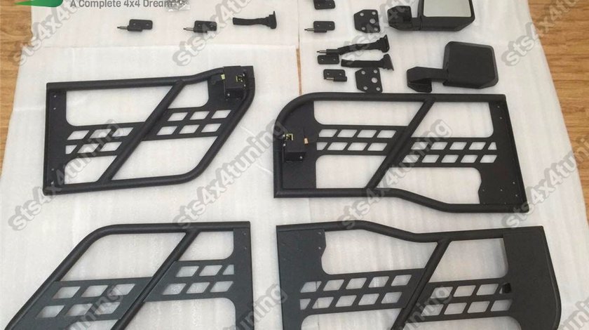 SET USI FATA SI SPATE TUBULARE[HALF DOOR] CU OGLINZI JEEP WRANGLER JK 2007-2017 [4-BUC] [V2]