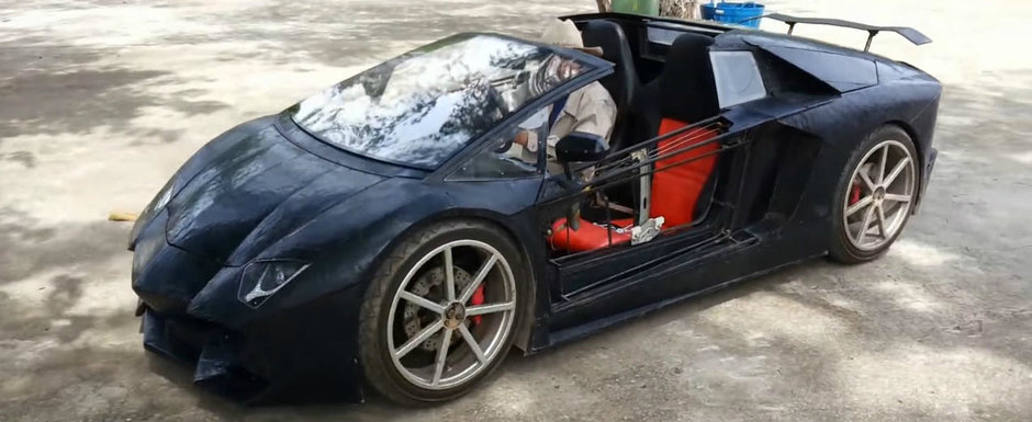 Si-a construit un Lamborghini in spatele casei. Masina are suspensie reglabila si plafon decapotabil la buton