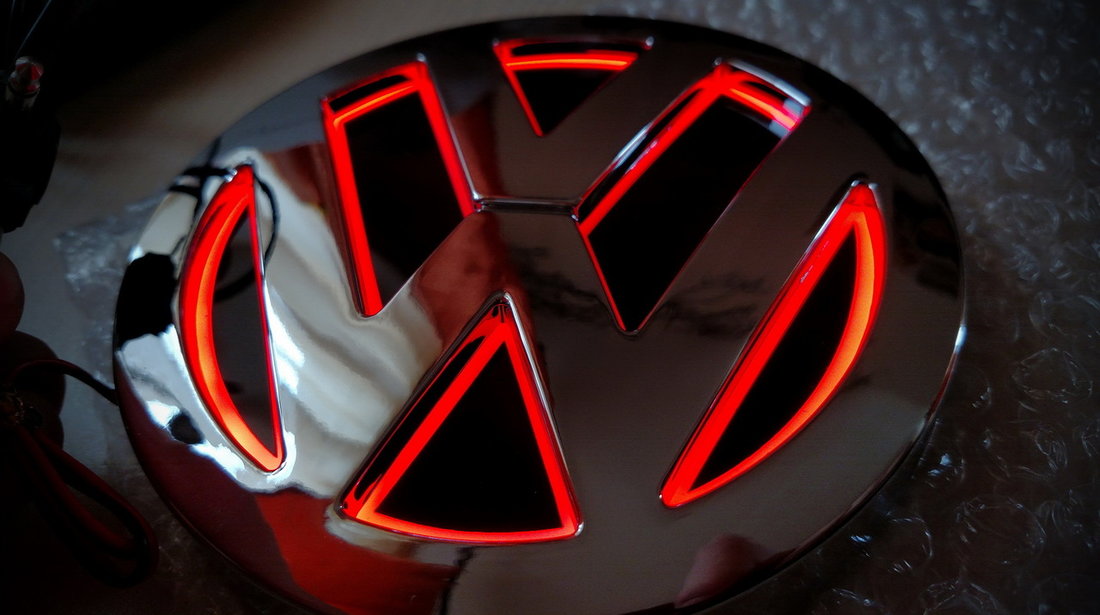 Sigla iluminata 5d Volkswagen led lumina Rosie emblema concava logo vw