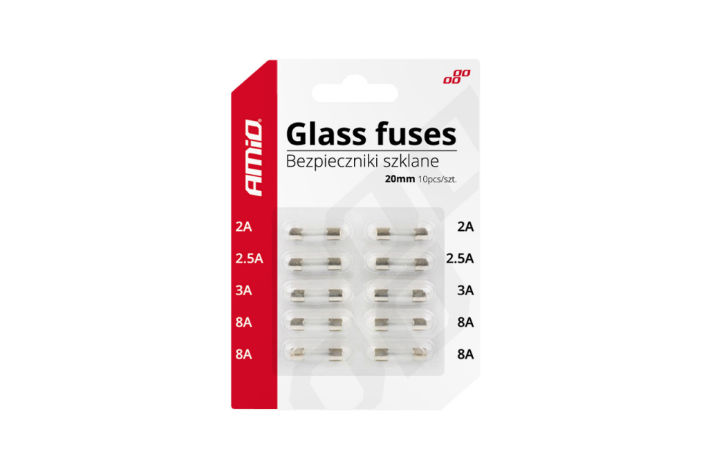Siguranțe De Sticlă Mini (20mm) 10 Buc Amio 02394