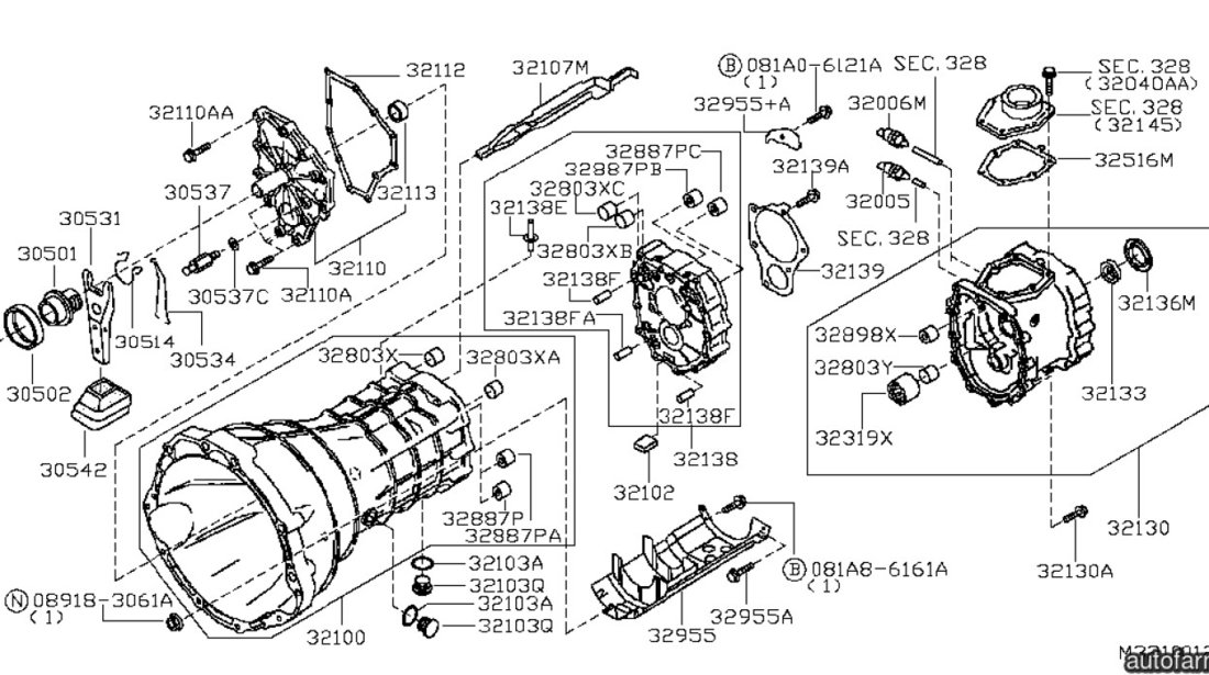 Simering cutie viteze spre spate Nissan Navata (poz.32136M) NISSAN OE 32136CD110