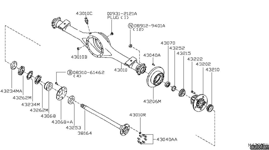 Simering planetara grup spate Nissan Cabstar (poz.43253) NISSAN OE 43253-9X500