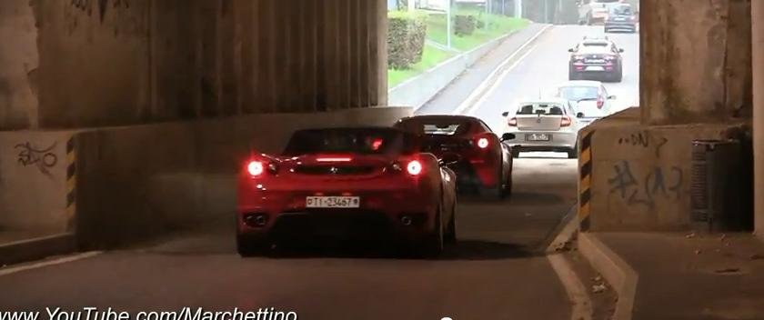 Simfonie Ferrari 458 Italia intr-un tunel: muzica pentru pasionati!