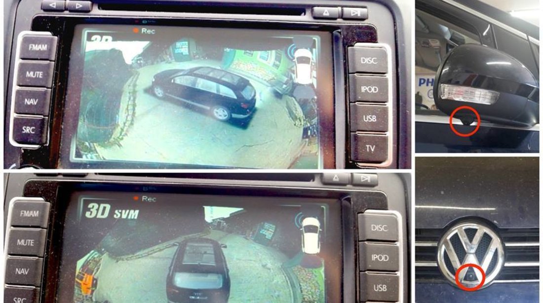 Sistem de asistenta la parcare auto cu 4 camere 360 grade functie dvr inregistrare si monitorizare