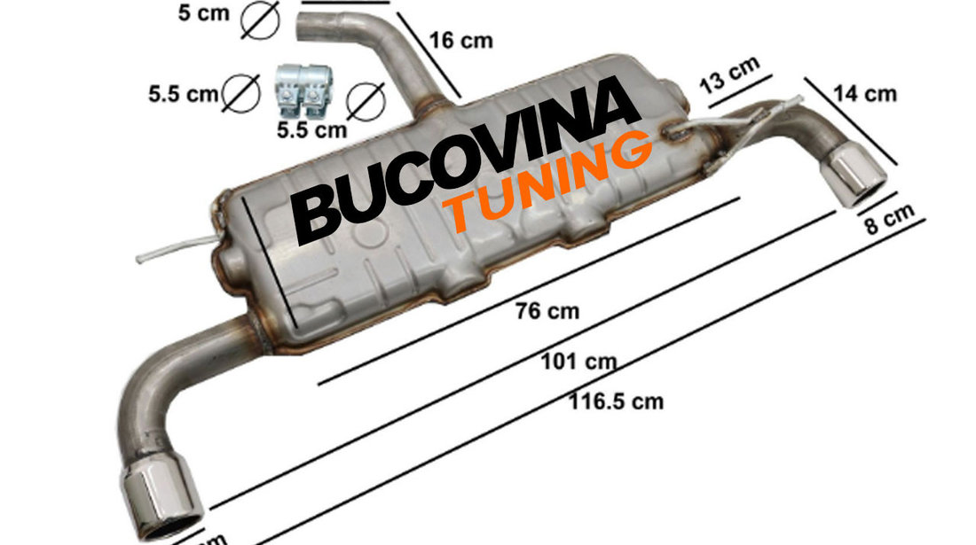 Sistem de evacuare compatibil cu VW Golf 5 (2003-2007) Golf 6 (2008-2013)