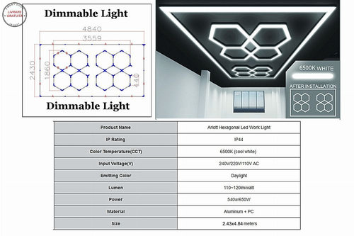 Sistem de Iluminare Plafon Hexagon / HoneyComb 3.56 x 1.86 m Lumina Ajustabila