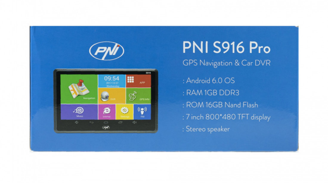 Sistem de navigatie GPS + DVR PNI S916 PRO ecran 7 inch cu Android 6.0, memorie 16 GB, 1GB DDR3 RAM PNI-S916PRO