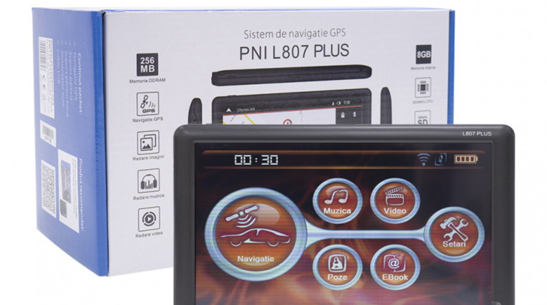 Sistem de navigatie GPS PNI L807 PLUS ecran 7 inch, 800 MHz, 256MB DDR, 8GB memorie interna, FM transmitter PNI-L807-PLUS