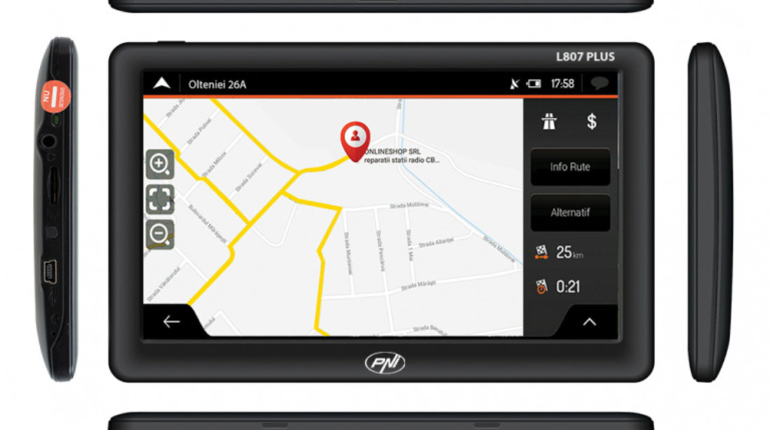 Sistem de navigatie GPS PNI L807 PLUS ecran 7 inch, 800 MHz, 256MB DDR, 8GB memorie interna, FM transmitter PNI-L807-PLUS