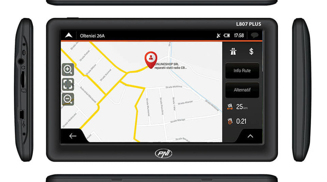 Sistem de navigatie portabil GPS PNI L807 PLUS 8GB Diagonala 7" Harti pentru Camioane si Autoturisme