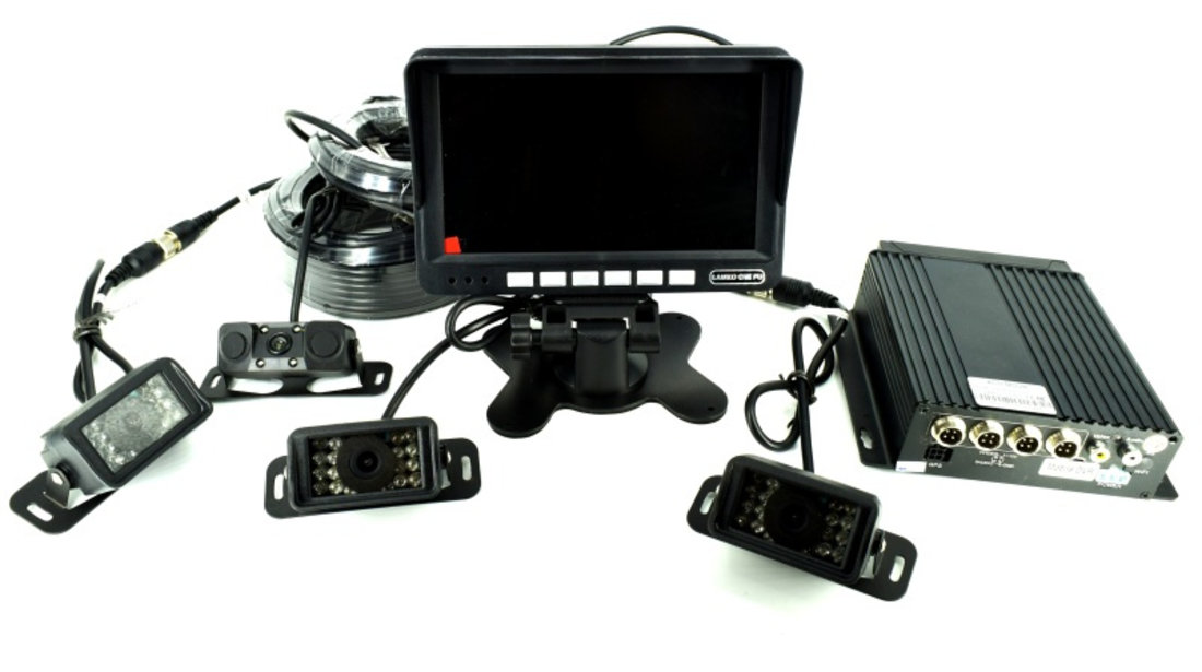 Sistem DVR Kit Monitor Senzor Parcare + 4 Camere Cu Functie De Inregistrare Turism/Camion 12V-24V Lungime Cablu Fata 5M Cablu Stanga/Dreapta 15M Si Spate 22M Cod 8848 210817-22