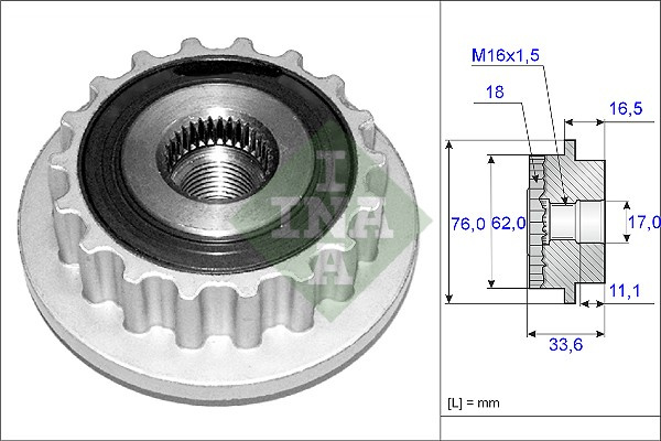 Sistem roata libera, generator (535011810 INA) VW