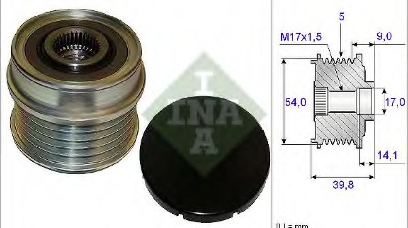 Sistem roata libera, generator ALFA ROMEO MITO (955) (2008 - 2016) INA 535 0171 10 piesa NOUA