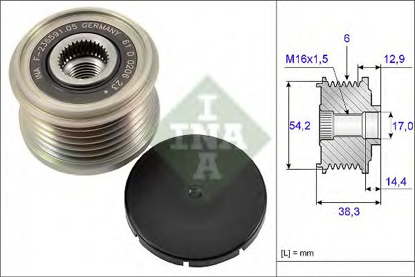 Sistem roata libera, generator CITROEN C5 II Break (RE) (2004 - 2016) INA 535 0194 10 piesa NOUA