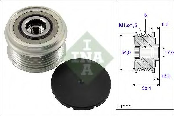 Sistem roata libera, generator FIAT PUNTO Van (188AX) (2000 - 2009) INA 535 0063 10 piesa NOUA