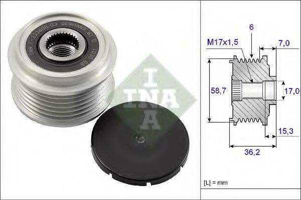 Sistem roata libera, generator FORD FOCUS Limuzina (DFW) (1999 - 2007) INA 535 0098 10 piesa NOUA