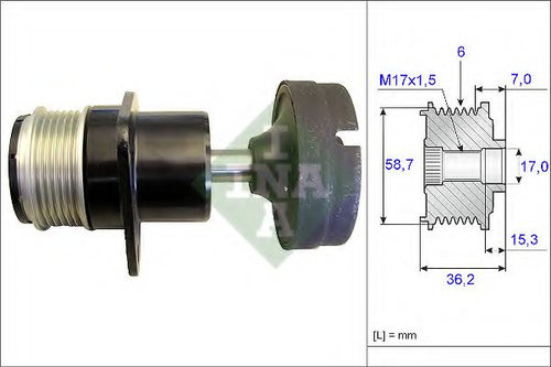 Sistem roata libera, generator FORD GALAXY (WA6) (2006 - 2015) INA 535 0157 10 piesa NOUA