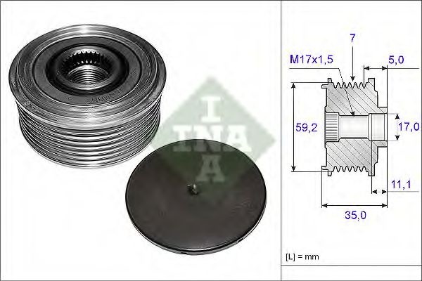 Sistem roata libera, generator FORD TRANSIT platou / sasiu (FM, FN) (2000 - 2006) INA 535 0087 10 piesa NOUA