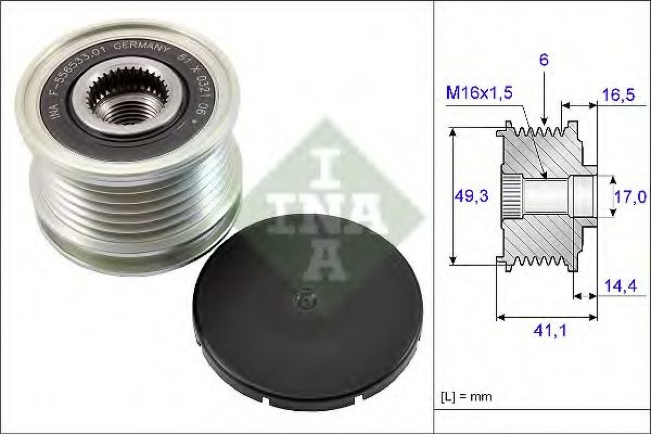 Sistem roata libera, generator PEUGEOT 5008 (2009 - 2016) INA 535 0178 10 piesa NOUA