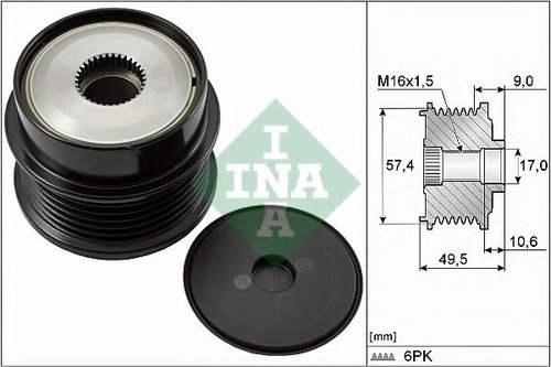 Sistem roata libera, generator PEUGEOT 607 (9D, 9U) (2000 - 2016) INA 535 0189 10 piesa NOUA