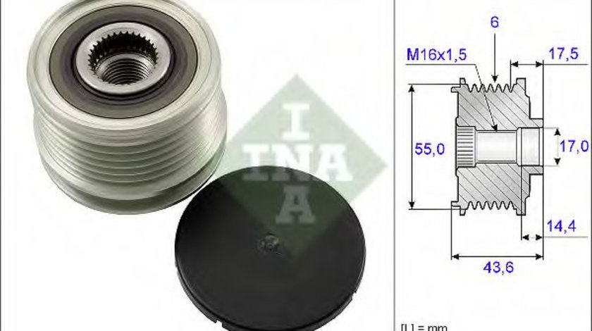 Sistem roata libera, generator RENAULT LAGUNA II Grandtour (KG0/1) (2001 - 2016) INA 535 0105 10 piesa NOUA