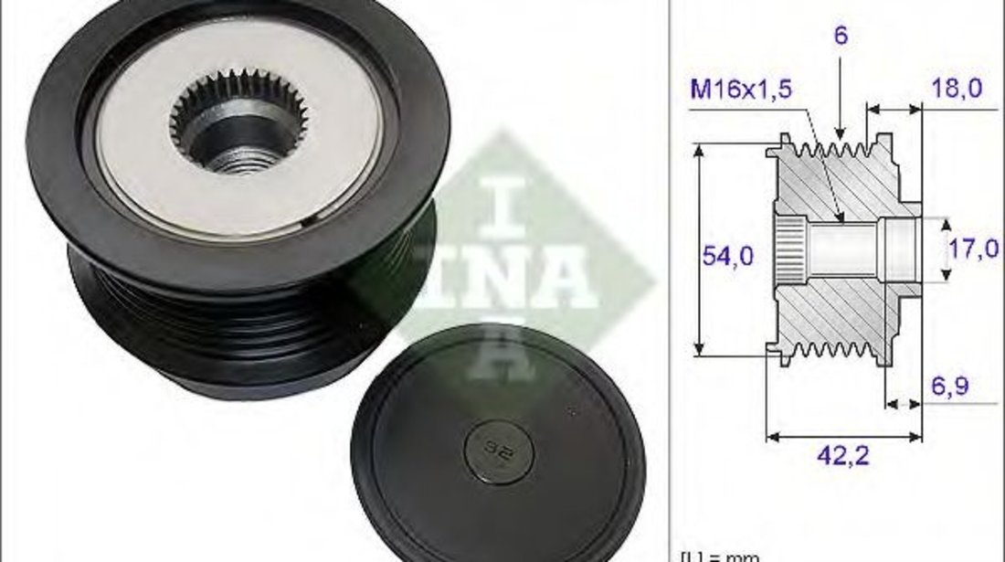 Sistem roata libera, generator SAAB 9-3 (YS3F) (2002 - 2016) INA 535 0188 10 piesa NOUA