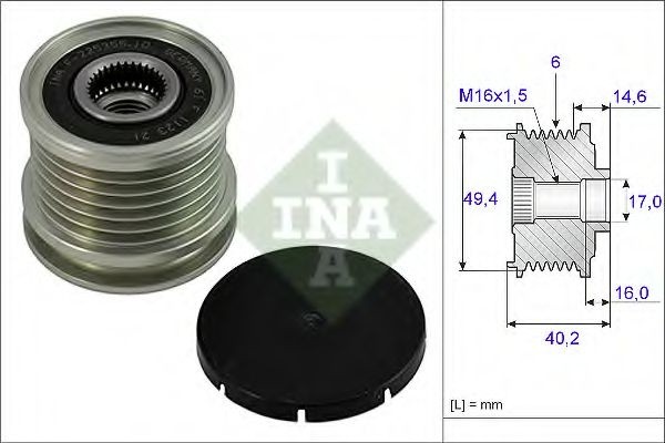 Sistem roata libera, generator SEAT CORDOBA (6K1, 6K2) (1993 - 1999) INA 535 0001 10 piesa NOUA