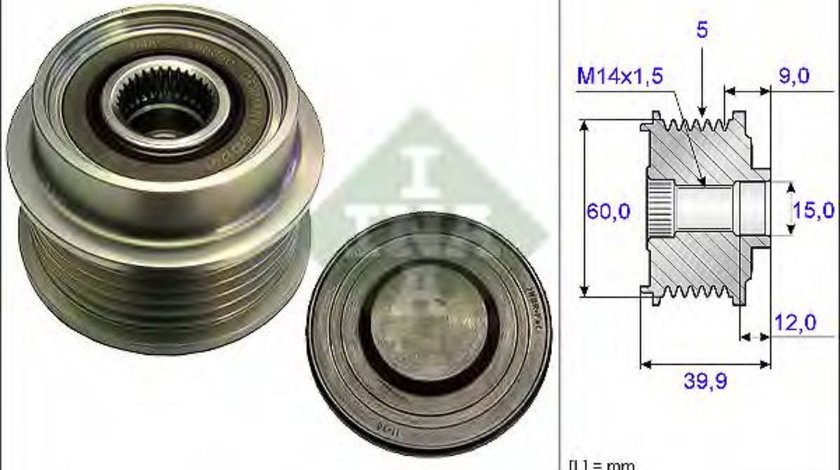 Sistem roata libera, generator TOYOTA YARIS (P1) (1999 - 2005) INA 535 0180 10 piesa NOUA