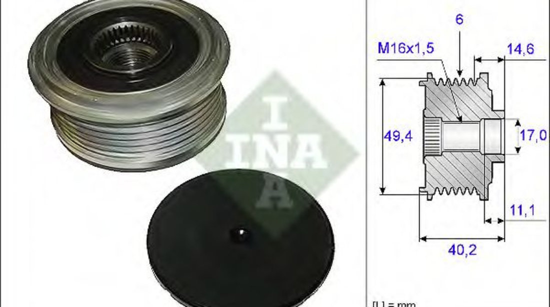 Sistem roata libera, generator VW CC (358) (2011 - 2016) INA 535 0124 10 piesa NOUA