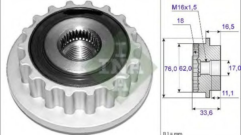 Sistem roata libera, generator VW PHAETON (3D) (2002 - 2016) INA 535 0118 10 piesa NOUA