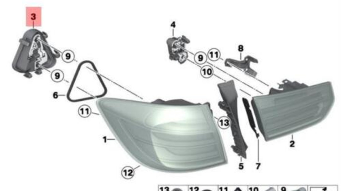 Soclu Becuri Lampa Stop Spate Dreapta Exterioara Oe Bmw Seria 3 F31 2011→ 63217313048