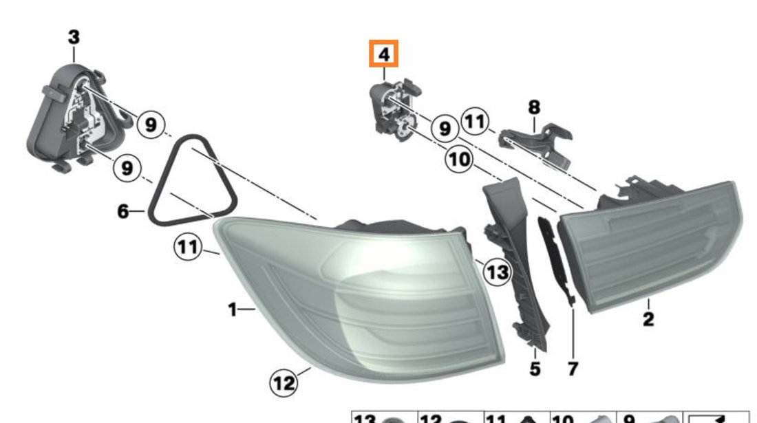 Soclu Becuri Lampa Stop Spate Dreapta Interior Pe Haion Oe Bmw Seria 3 F30 2011-2018 63217313060