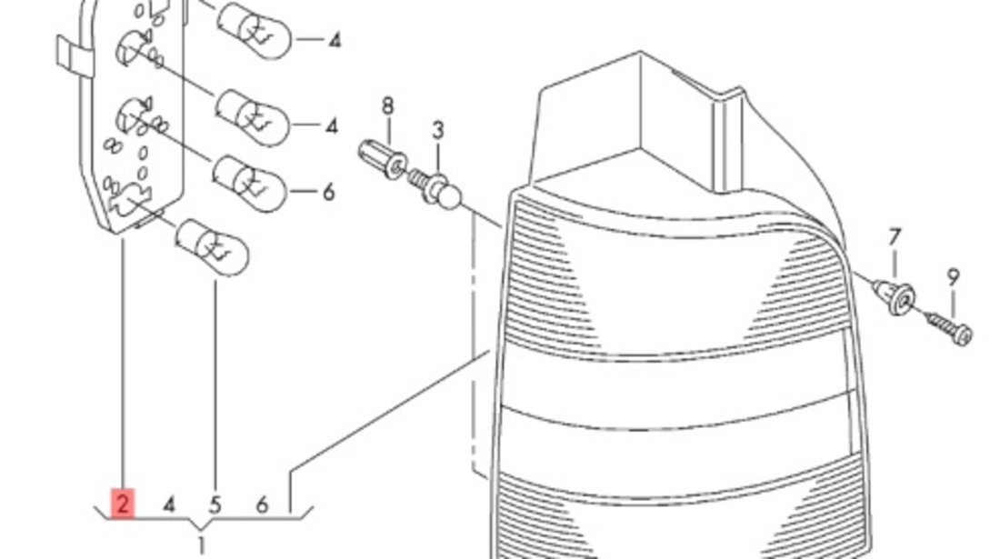 Soclu lampa stop stanga ​Volkswagen Transporter T5 (7H) Bus 2009 2.5 TDI OEM 7H0945257A