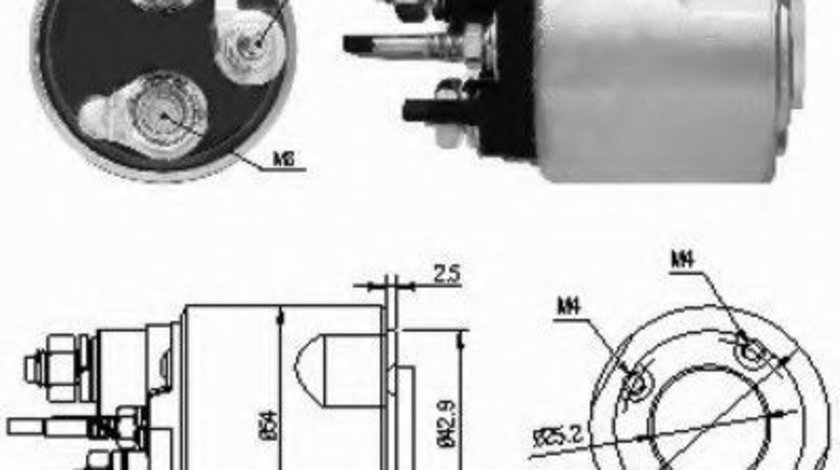 Solenoid, electromotor DACIA LOGAN (LS) (2004 - 2016) MEAT & DORIA 46159 piesa NOUA