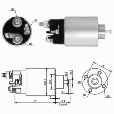 Solenoid, electromotor RENAULT SYMBOL I (LB0/1/2) (1998 - 2008) MEAT & DORIA 46058 piesa NOUA