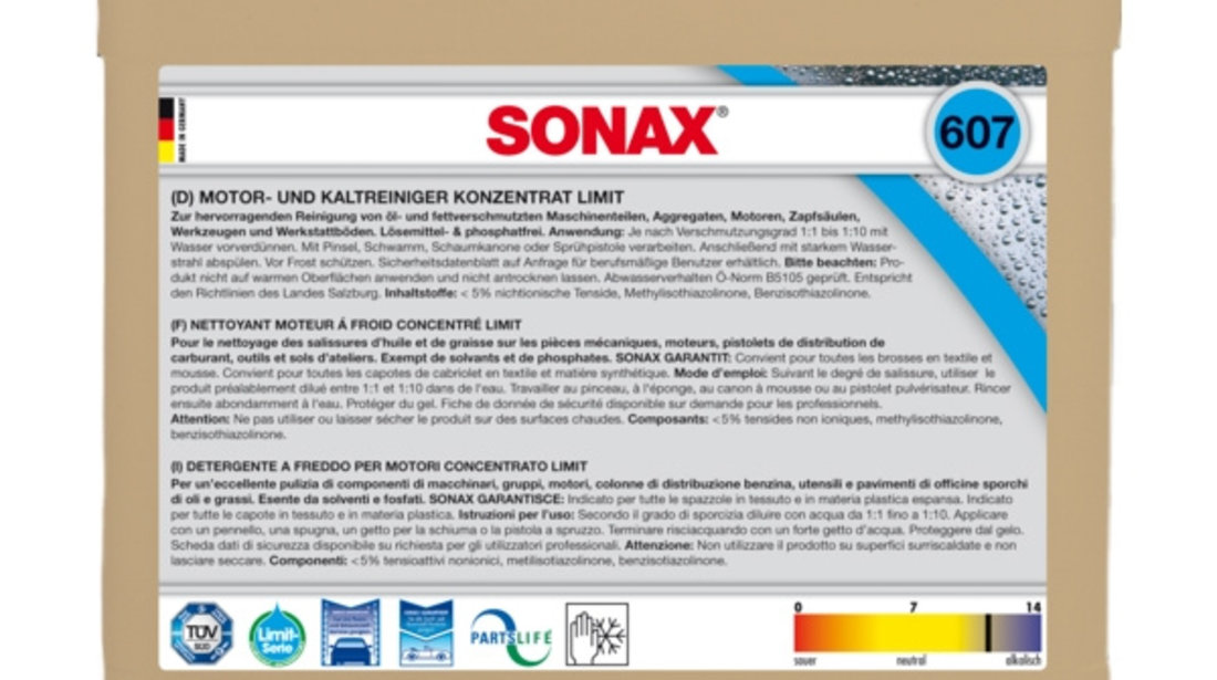 Solutie de degresat (curatare motor, piese) Sonax, 10 L cod intern: SO607600