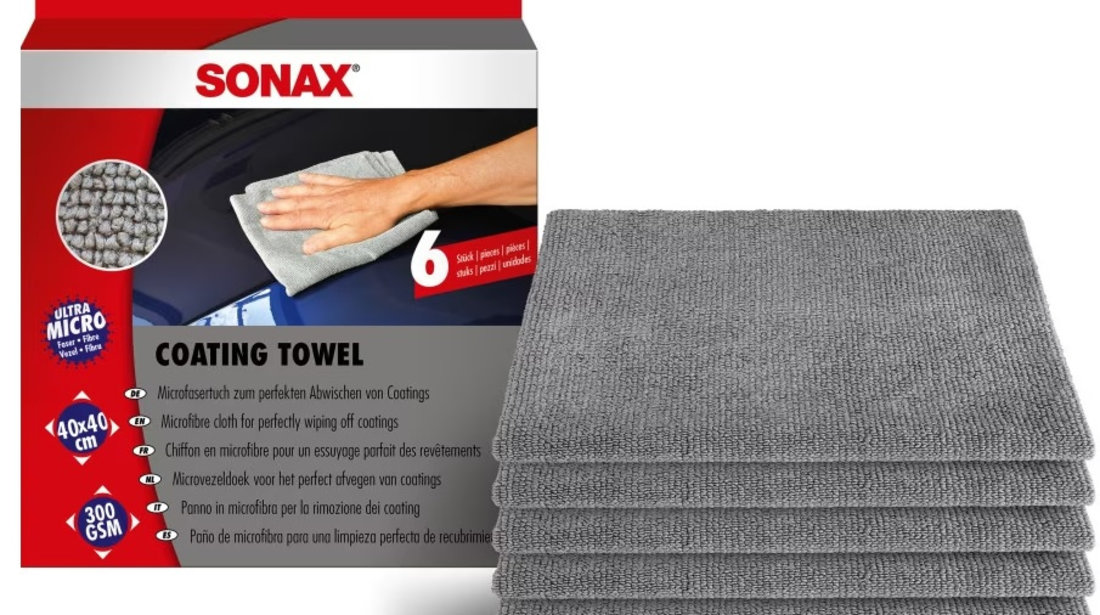 Sonax Coating Towel Set 6 Buc Lavete Din Microfibra Gri 40X40CM 451100