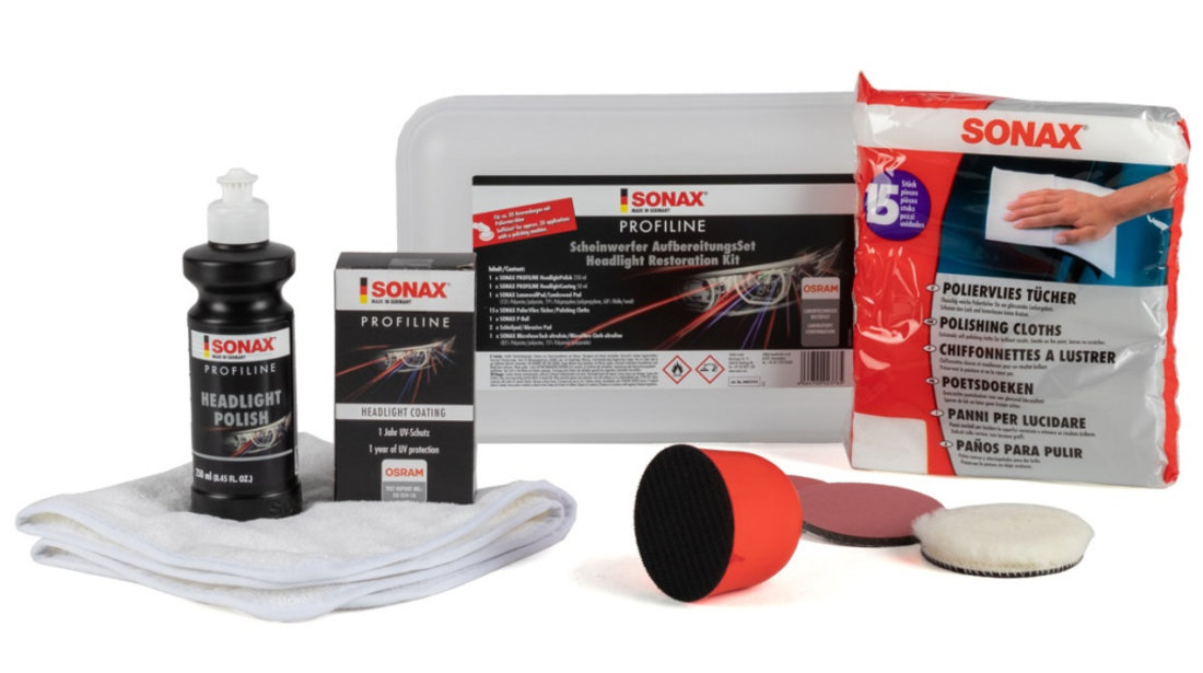 Sonax Profiline Headlight Restoration Kit Kit Pentru Reparația Si Intreținerea Farurilor 405741
